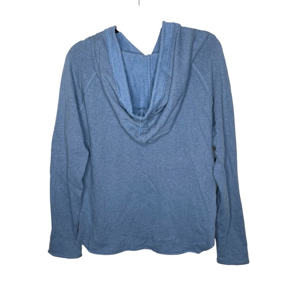 Free People Crochet Panel Blue Pullover Hoodie Sweatshirt Medium - Picture 6 of 13